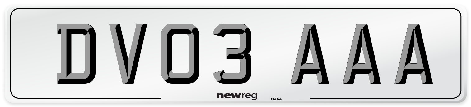 DV03 AAA Number Plate from New Reg